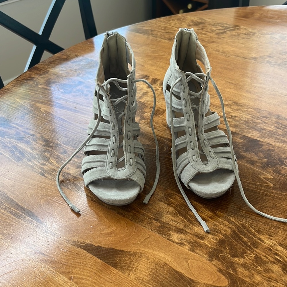 One Worn ONCE Lace Up Wedge High Heels